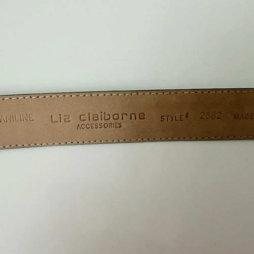 Liz Claiborne Belt Women Teal Leather Gold Buckle Medium Skinny Belt Style 2582